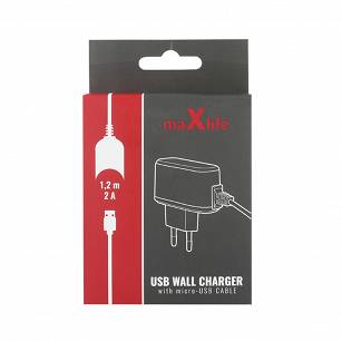 Ładowarka sieciowa MaxLife Micro USB 1,2m 2000mA  - towar w magazynie, natychmiastowa wysyłka FV 23%, odbiór osobisty 0 zł