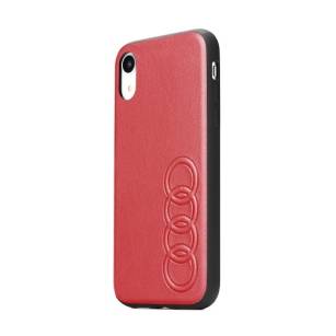 AUDI Leather Case iPhone XR czerwone skóra naturalna