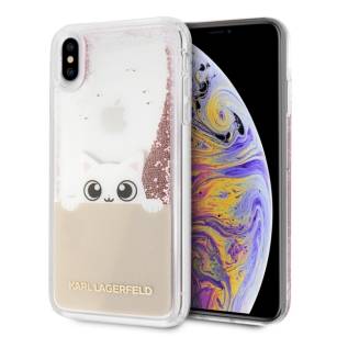 Karl Lagerfeld Hard Case iPhone XS Max różowo-złoty Liquid Glitter