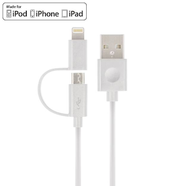 Forever kabel Lightning + Micro USB iPhone/iPad biały