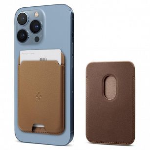 Spigen Etui na karty Spigen Valentinus Magsafe Universal Magnetic Card Holder Brown