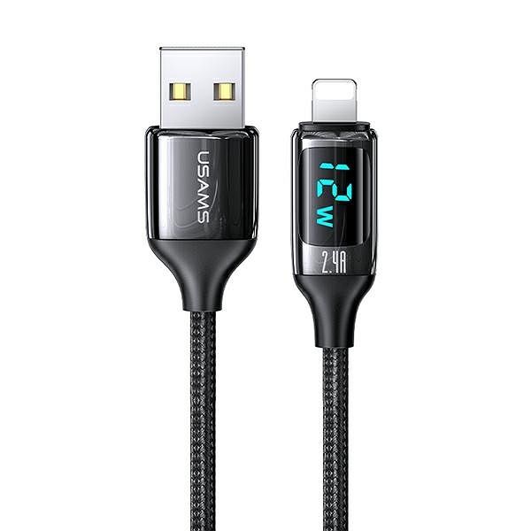Kabel pleciony USAMS USB do Lightning Digital Display US-SJ543 czarny