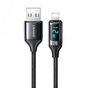 Kabel pleciony USAMS USB do Lightning Digital Display US-SJ543 czarny