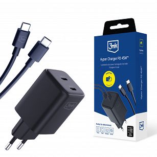 3mk Hyper Charger PD 45W+USB Cable C do C czarna