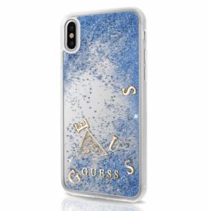 Guess Liquid Glitter Etui iPhone X/XS niebieski