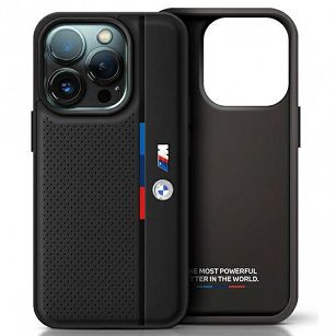 BMW BMHCP16L23PUPVK iPhone 16 Pro hardcase M Perforated Tricolor Detail Line