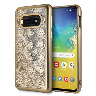 Etui Guess do Samsung Galaxy S10e G970 złoty /gold hard case 4G Peony Liquid Glitter GUHCS10LPEOLGGO - towar w magazynie, natychmiastowa wysyłka FV 23%, odbiór osobisty 0 zł