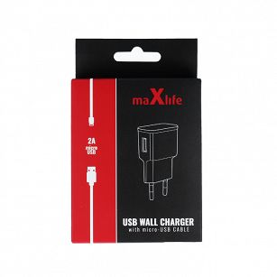 Ładowarka adapter MaxLife + microUSB 1m 1000mAh