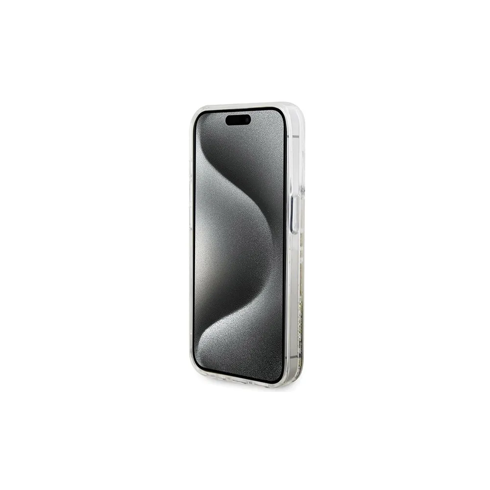 Guess iPhone 15 Pro Liquid Glitter Gold Stripes - obrazek 5