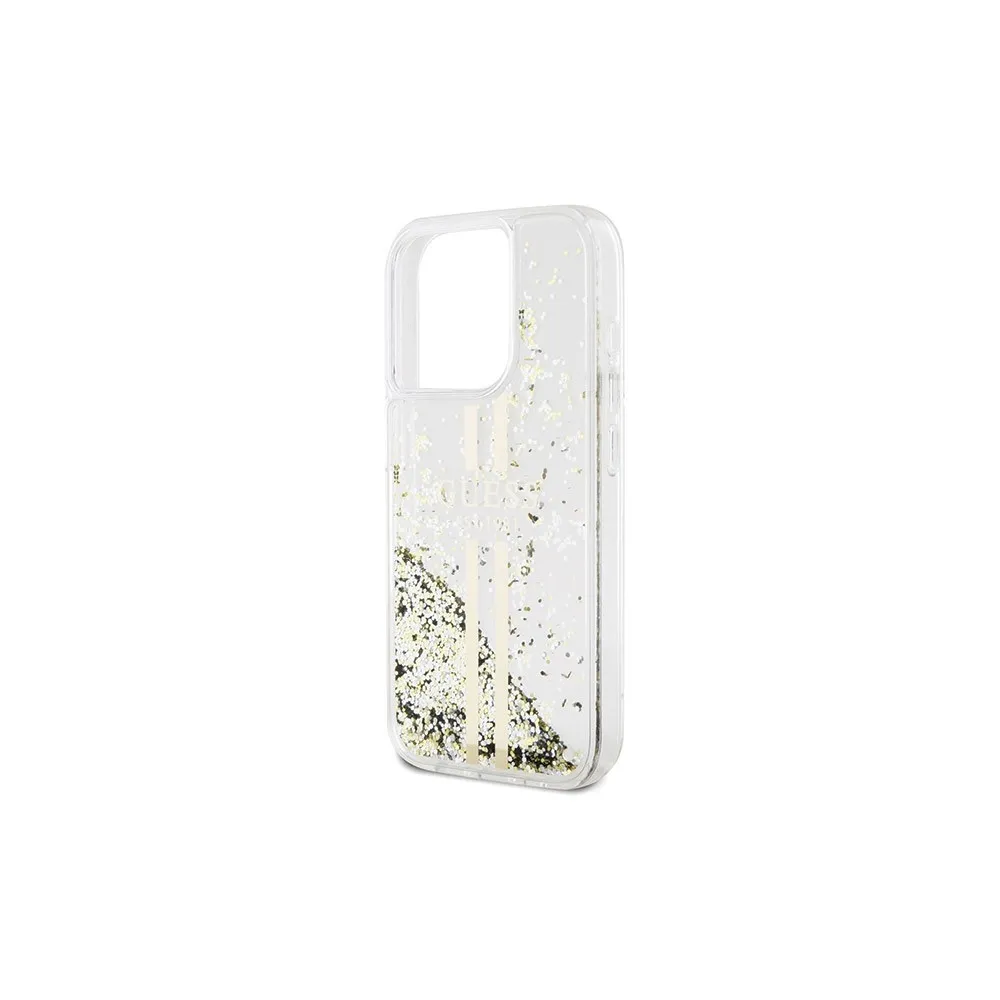 Guess iPhone 15 Pro Liquid Glitter Gold Stripes - obrazek 6