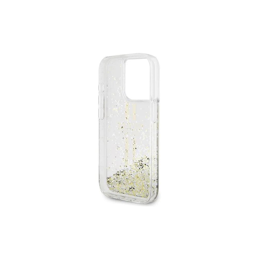 Guess iPhone 15 Pro Liquid Glitter Gold Stripes - obrazek 7