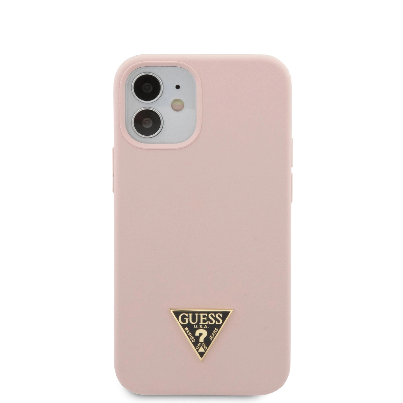 Guess Silicone iPhone 12/12 Pro Triangle Logo różowy - obrazek 3