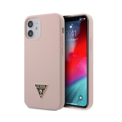 Guess Silicone iPhone 12/12 Pro Triangle Logo różowy - obrazek 8