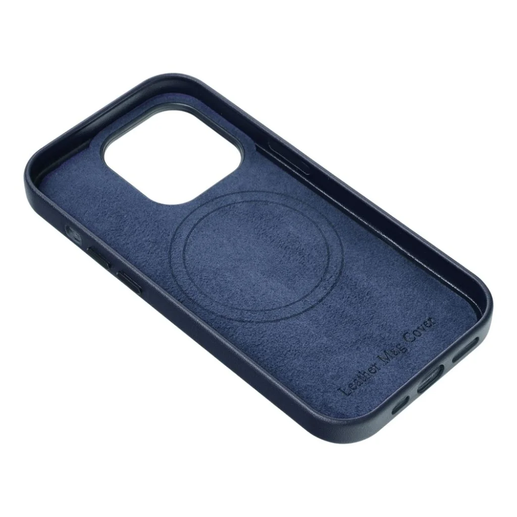 Leather Mag Cover iPhone 16 Pro MagSafe granatowy - obrazek 5