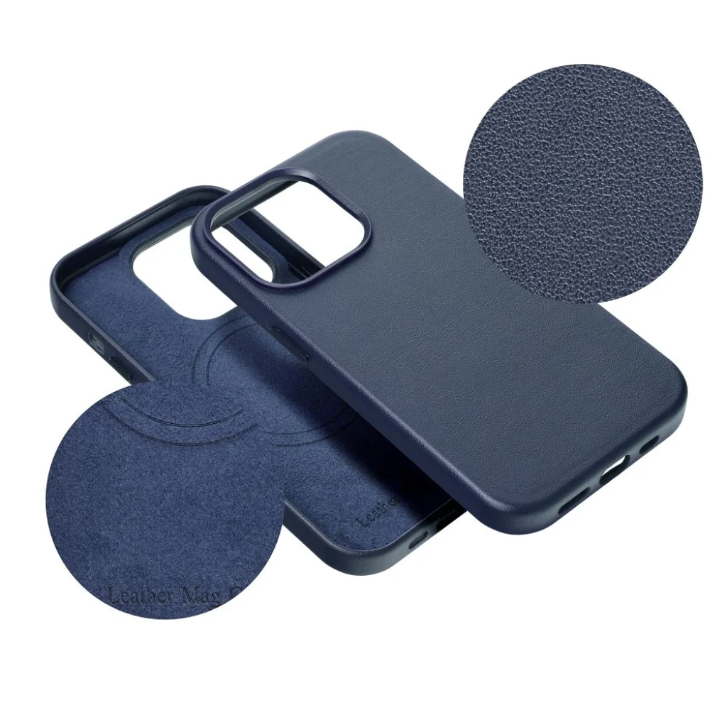 Leather Mag Cover iPhone 16 Pro MagSafe granatowy - obrazek 4